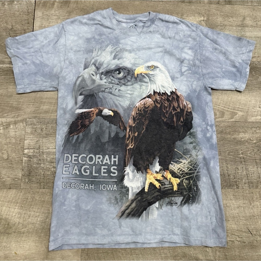 The Mountain Long Sleeve Shirt T-Shirt Gray Tie Dye Eagle Medium